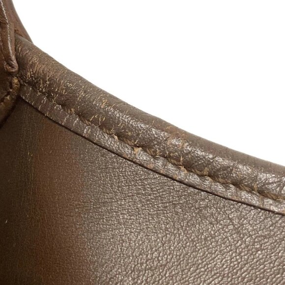 Auth GUCCI - 14057 Dark Brown Beige Jacquard Leather Handbag - Picture 13 of 16